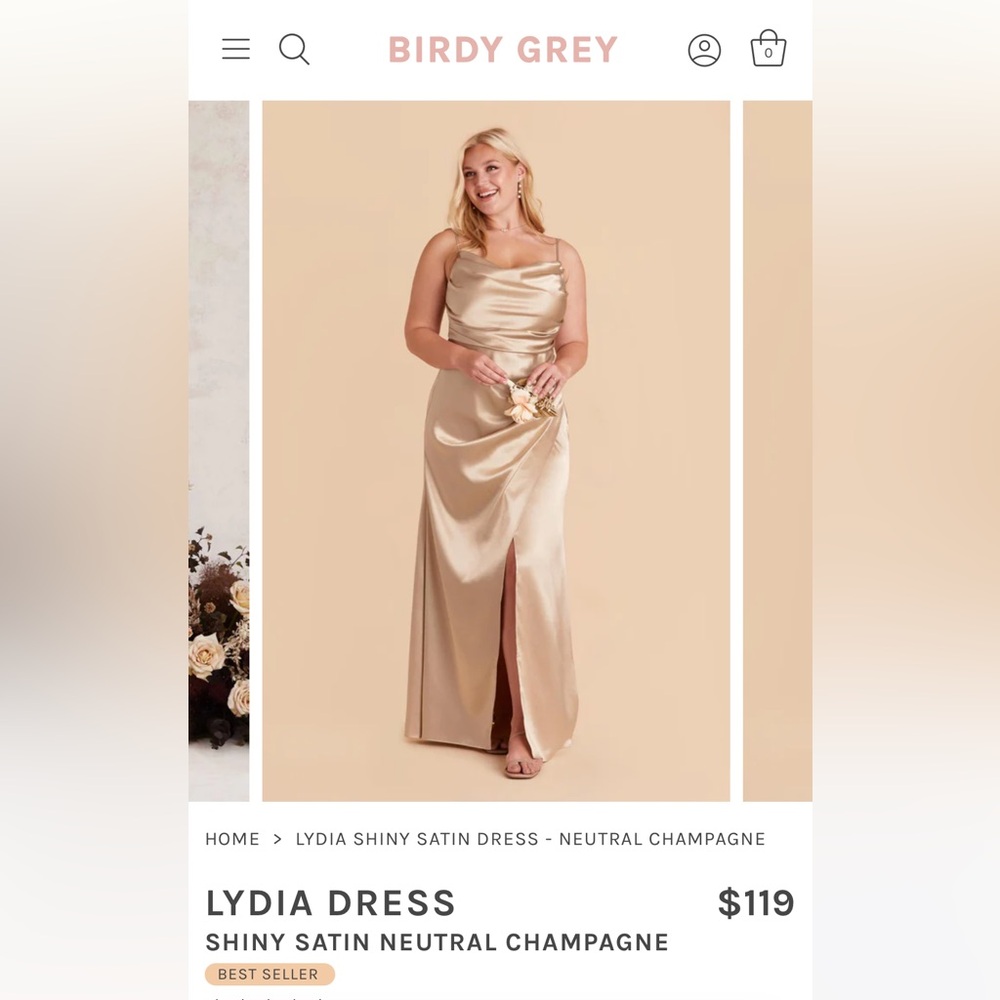 Birds Grey - Lydia Dress in Neutral Champagne